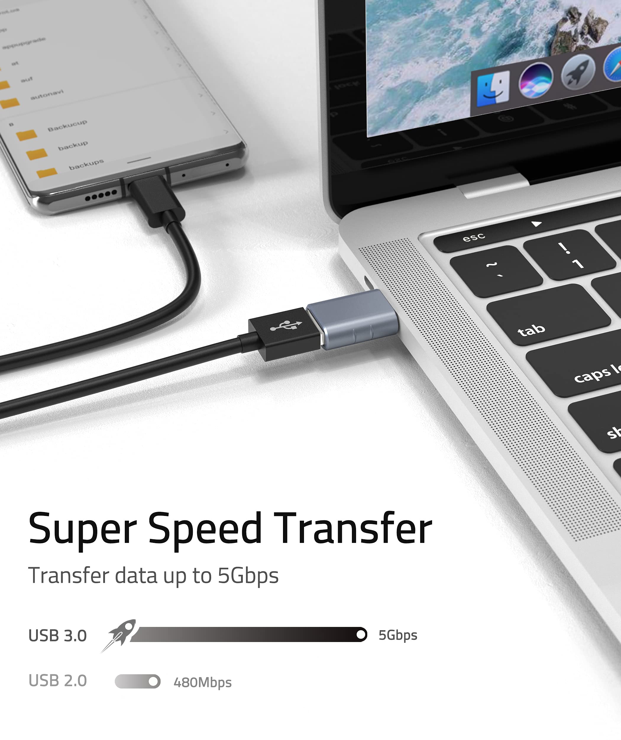 Syntech Adattatore da USB C a USB Confezione da 2 adattatori da USB-C maschio a USB3 femmina Compatibile con iMac 2021 iPad Pro 2021 MacBook Pro 2020 MacBook Air 2020 e altri dispositivi di tipo C Blu