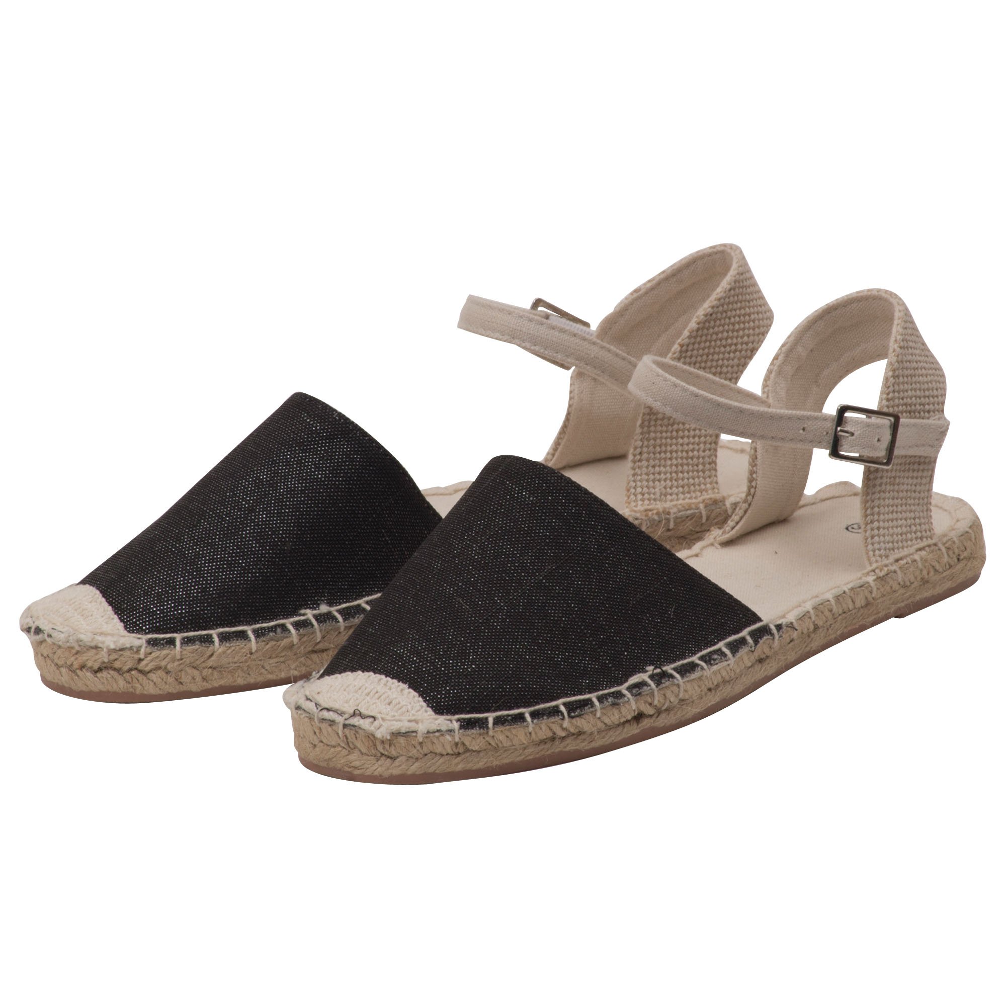Japanwelt Espadrilles für Damen I Riemchen - Sommer-Latschen Espandrillos Damen-Slipper Sommerschuhe Leinenschuhe Spanisch Leinenschuhe Plateau Mokassin Espandrilles Schlüpfschuhe Halbschuhe