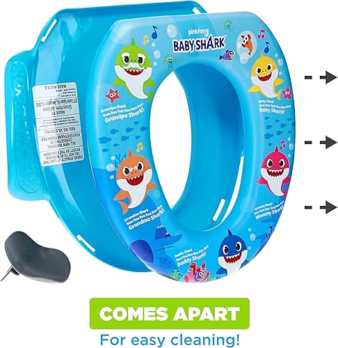 Miniatura 5 de Pinkfong Baby Shark - Juego de entrenamiento esencial para orinal de 2 piezas, asiento suave para orinal, taburete