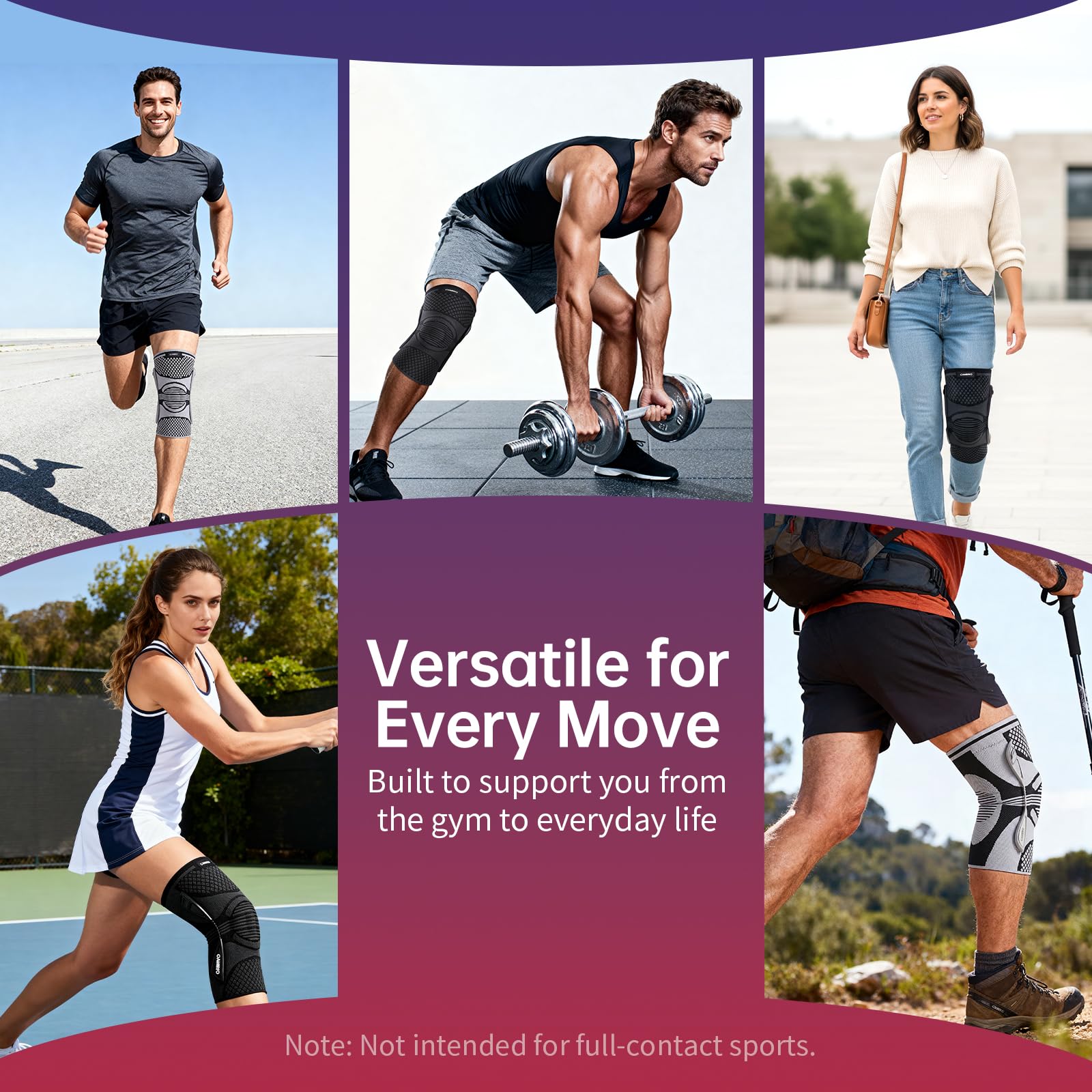CAMBIVO Genouillère Sport à Compression avec Renforts Amovibles – Stabilisation Ligamentaire Magnétique, Coussin Gel Rotulien, Genouillere Arthrose Genou pour Sport et Récupération