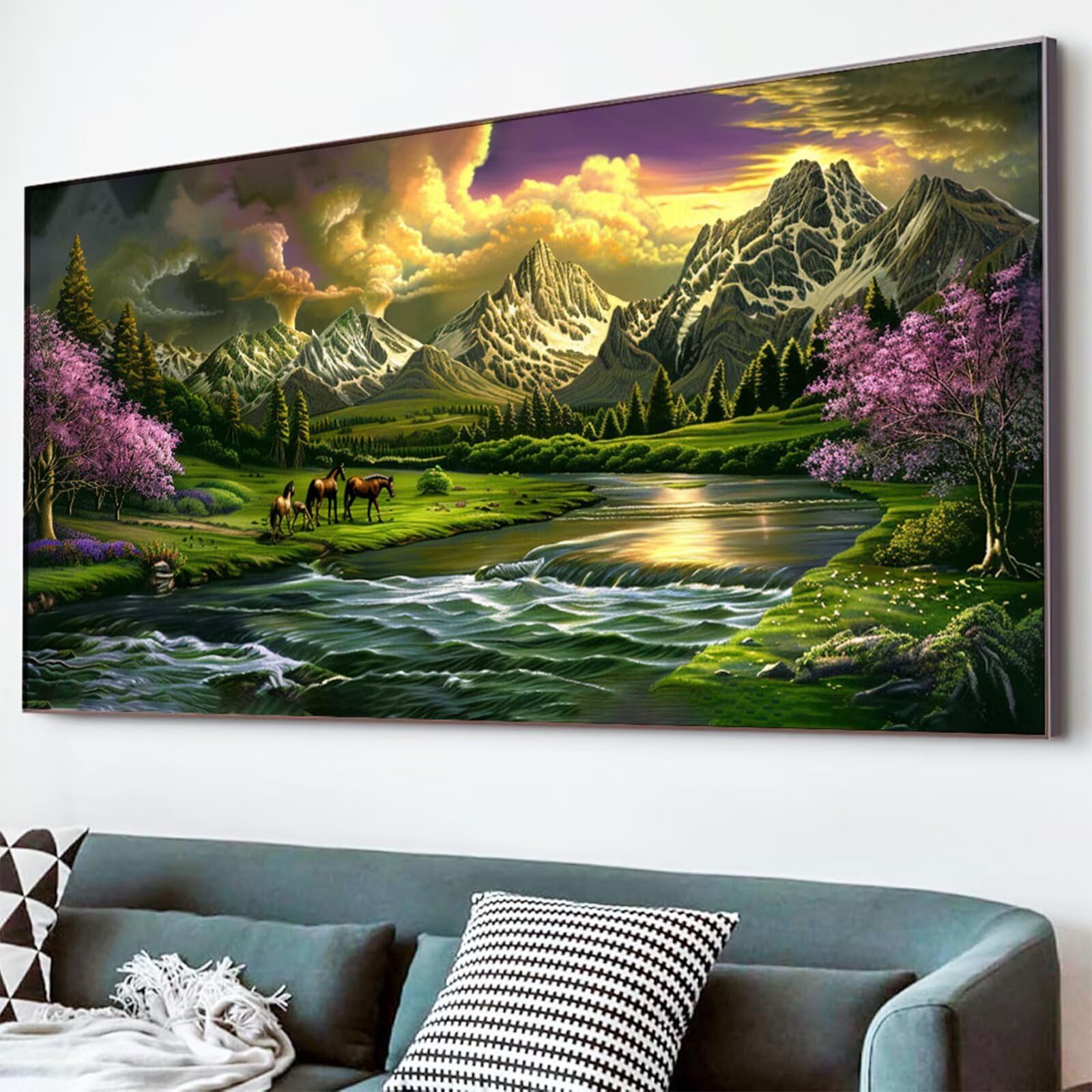 Diamond Painting Landschaft Diamond Painting Erwachsene Berg Bastelset Kinder ab 6 Jahre Mosaikherstellung Kreatives Geschenke für Mädchen Anfänger, Kreuzstich Arts Craft Zimmer Deko 70x140cm Y5-987