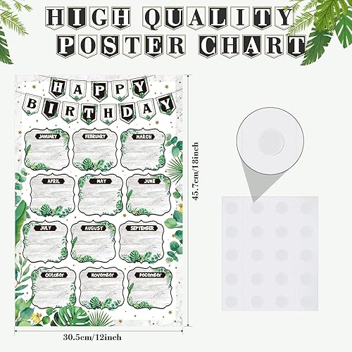 Miniatura 2 de Zhanmai Cartel de 2 tablas de cumpleaños para el aula, juego de tablones de anuncios de cumpleaños de 12 x 18 pulgadas, calendario de aula laminado