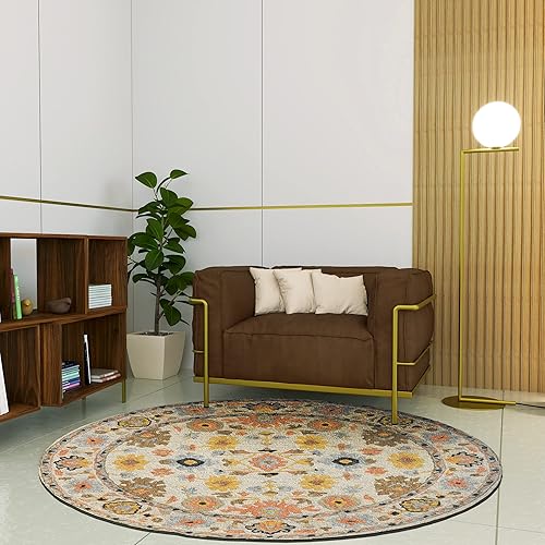 Miniatura 2 de Handicrafts Home Alfombra redonda de lana de 5 x 5 pies hecha a mano  Alfombra redonda de lana bohemia de primera calidad  Alfombra decorativa