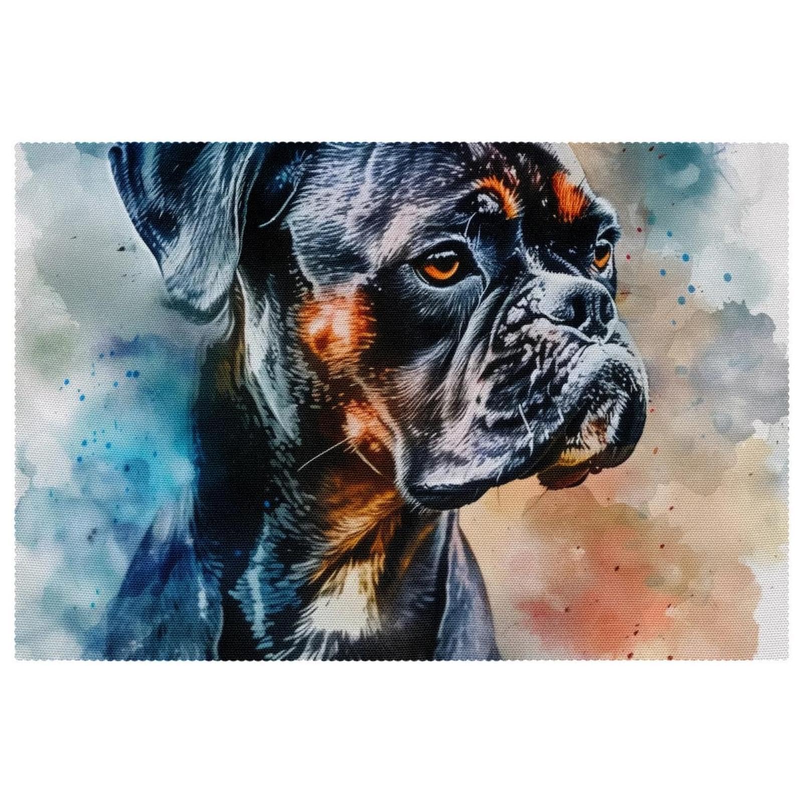 Set de table bouledogue noir antidérapant x6 pour salle à manger 30x45cm résistant à la chaleur