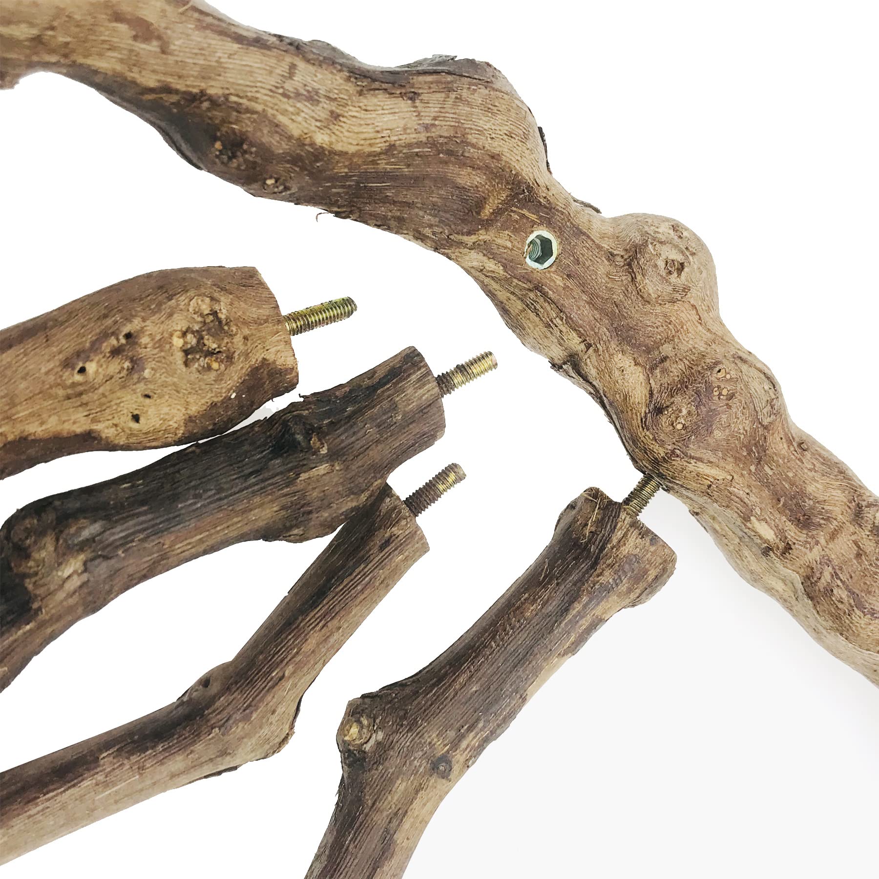 Allazone Lot de 6 perchoirs à Oiseaux naturels avec Jouets à mâcher en Vigne Naturelle pour perroquets, perruches, calopsittes, Conures, aras, inséparables - 3