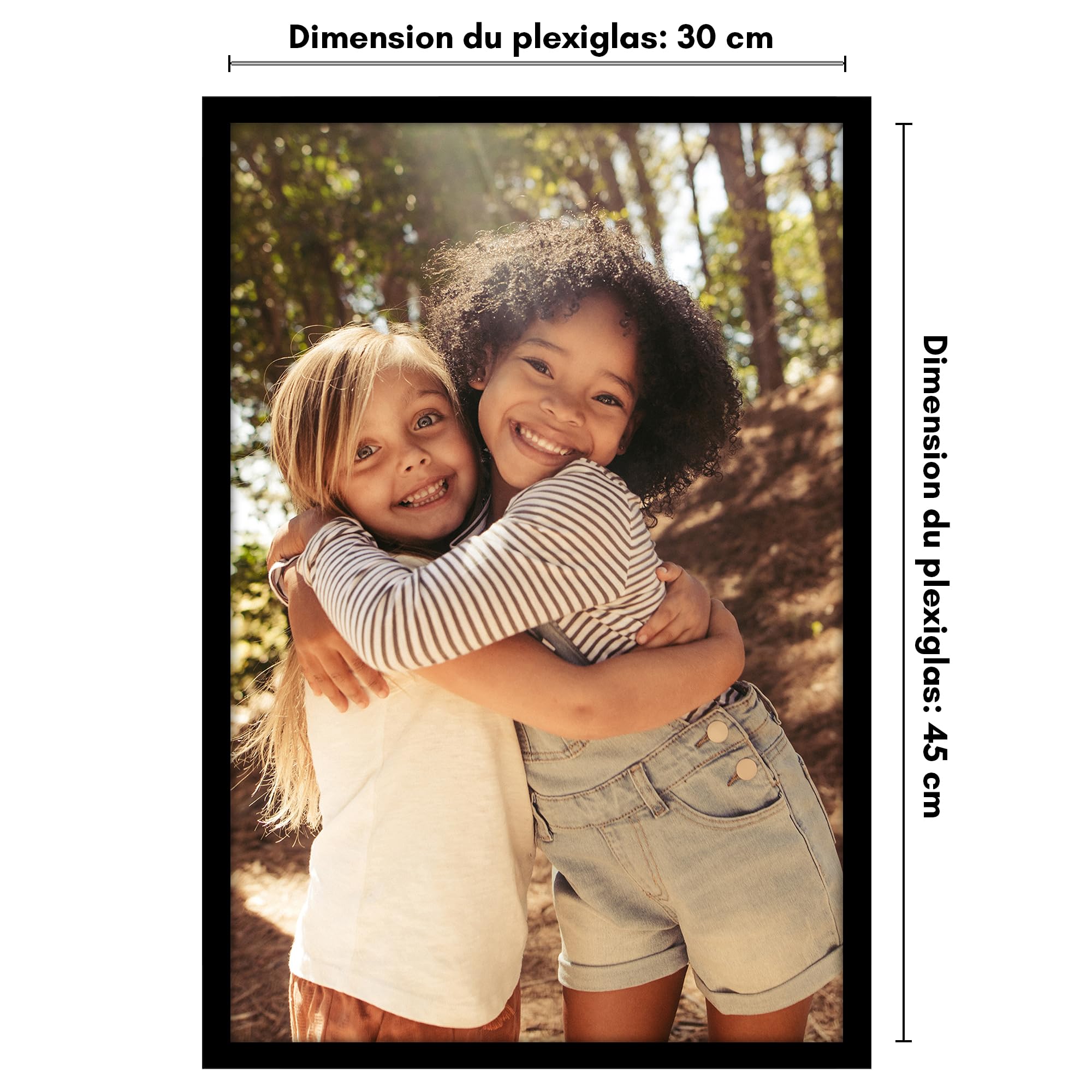 Americanflat Cadre Photo 30x45 cm Noir - Cadre 45x30 cm avec Bordure Fine, Plexi Poli, Matériel de Suspension Intégré pour Mur