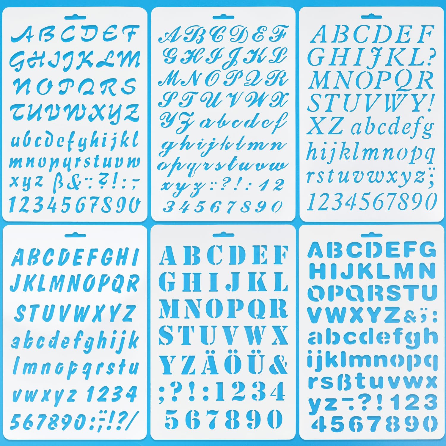 6 PCS Drawing Painting Stencils Scale Template Sets, Alphabet Letter Drawing Painting Stencils Scale Template for Scrapbooking, Card and Craft Projects