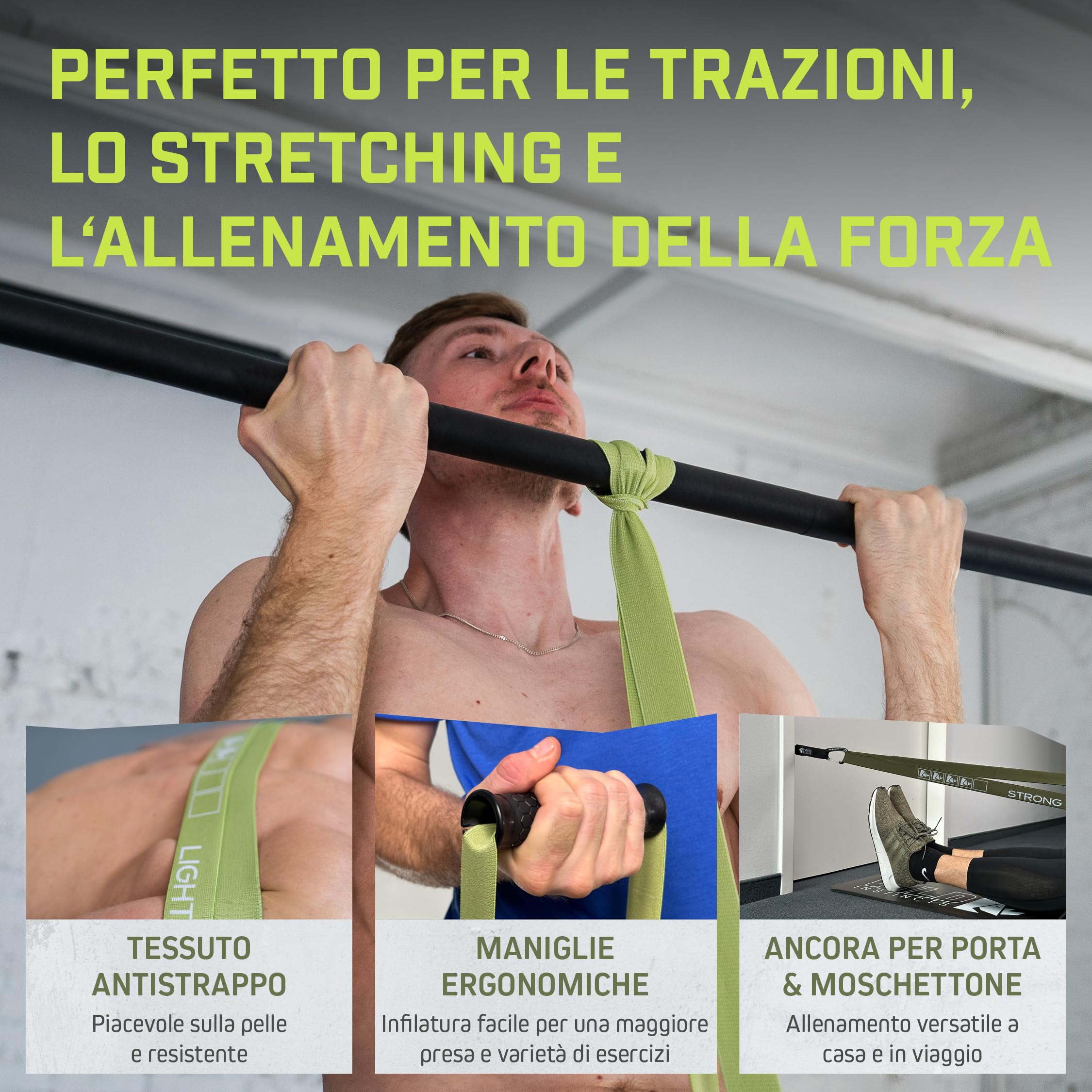 Wild Instincts Fasce per fitness in tessuto/fasce di resistenza lunghe/fascia da ginnastica in tessuto/fascia da fitness, fasce lunghe per allenamento