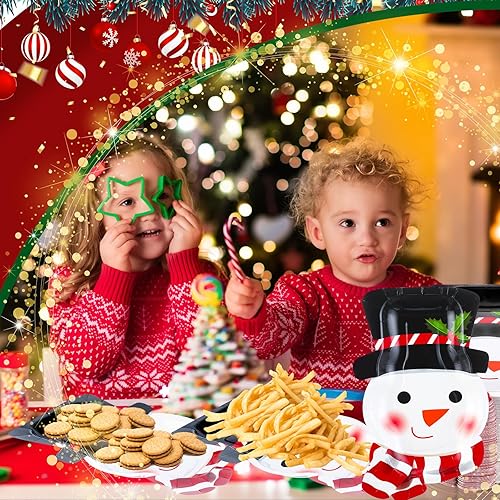 Miniatura 5 de Dandat 200 platos de papel de Navidad, platos de fiesta de muñeco de nieve, vajilla desechable de vacaciones de invierno para postre galletas,