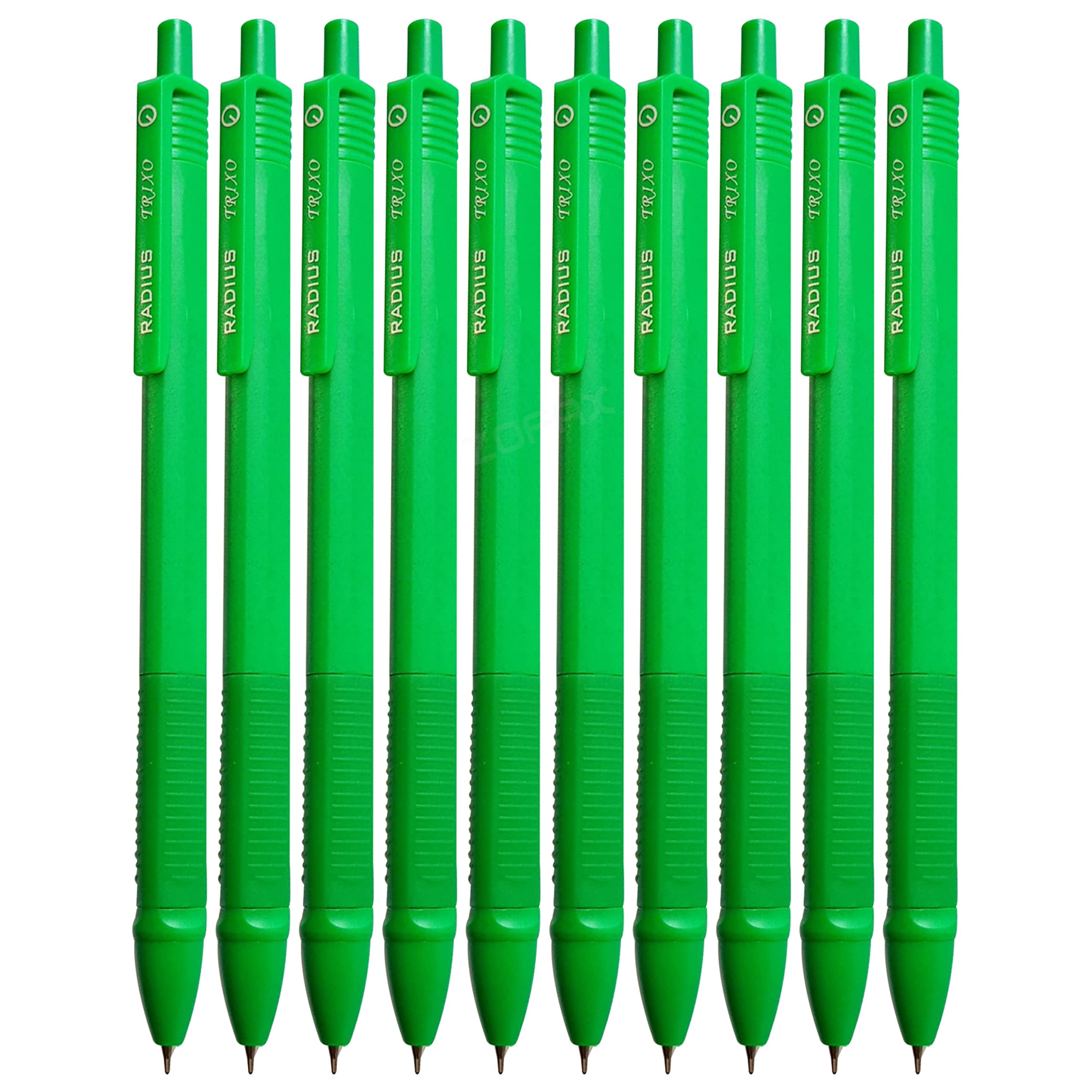 TriadRT Retractable Ballpoint Pens, GREEN, Fine Point (0.7mm), Pack of 20, Comfort Trio Grip, Smooth Ball Pens, Perfect for School Office Home Use, iZOFAX