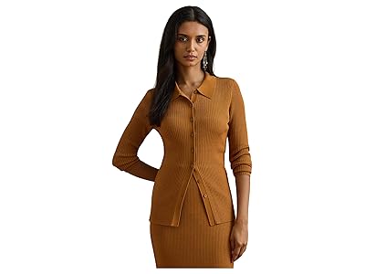 Lauren Ralph Lauren Rib-Knit Long-Sleeve Polo Cardigan Women
