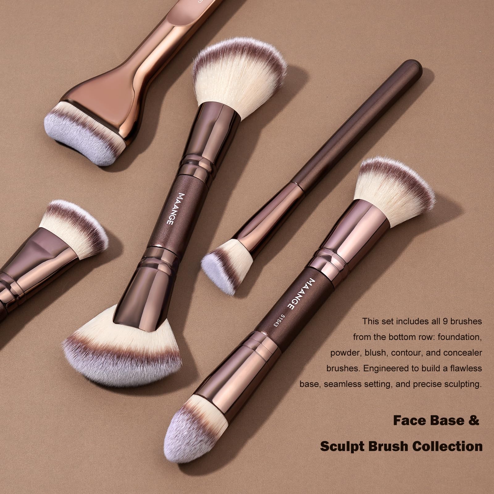 MAANGE Pinselset Make Up Pinsel Set, 21 Schminkpinsel mit Geschenkbox, 40-in-21 Duo-End Make up Pinsel Für Foundation Puder Lidschatten Concealer Blush, Kaffee Gold