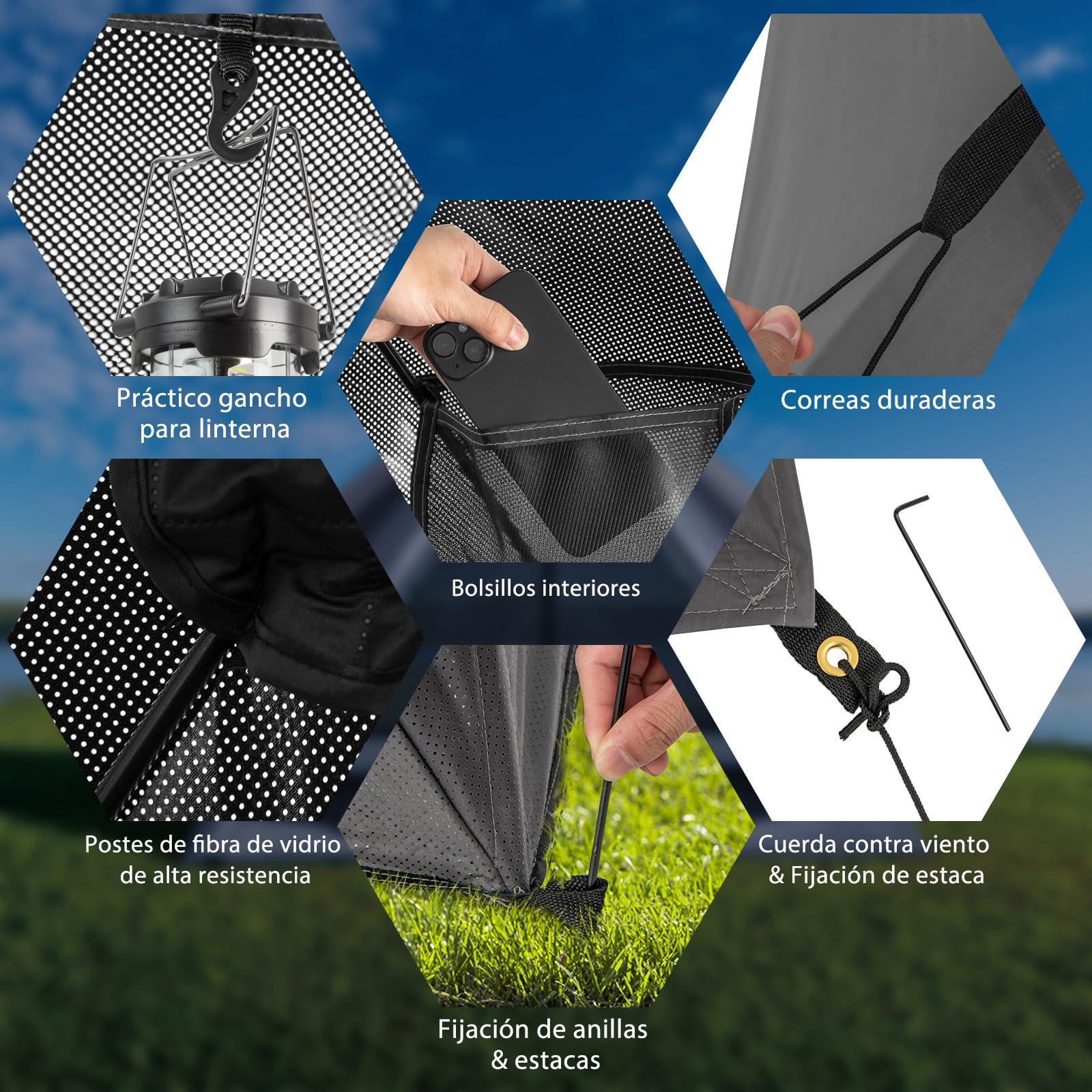 COSTWAY Tienda de Campaña 2-3 Personas, Unidireccional De 360°, Tenda Campismo Impermeable Y Resistente Al Viento para 4 Estaciones, Campaña Montaje Rapido, 225 x 145 x 161 cm