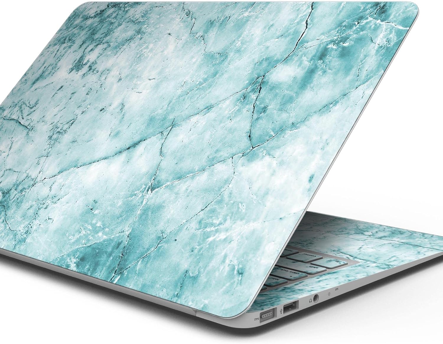 DesignSkinz - Cracked Turquise Marble Surface - Full-Body Wrap Protective Decal Skin Kit Compatible with MacBook 13" Pro M1 (A2338)
