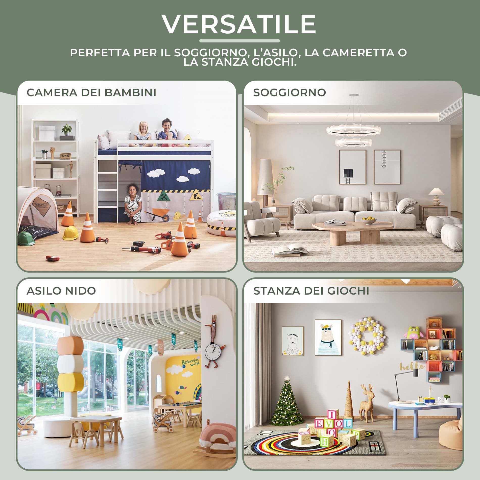 Rebecca Mobili Scaffale per Bambini, Libreria Montessoriana, Verde Acqua Marrone, MDF Pino, con 3 Ripiani e 1 Vano, Stile Scandinavo - Misure HxLxP: 100 x 80 x 33 cm - Art. RE7132