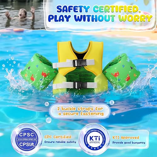 Miniatura 2 de MoKo Chaleco de natación para niños pequeños de 13-30/20-50/22-66 libras, flotadores de brazo de natación de dibujos animados, alas de agua,