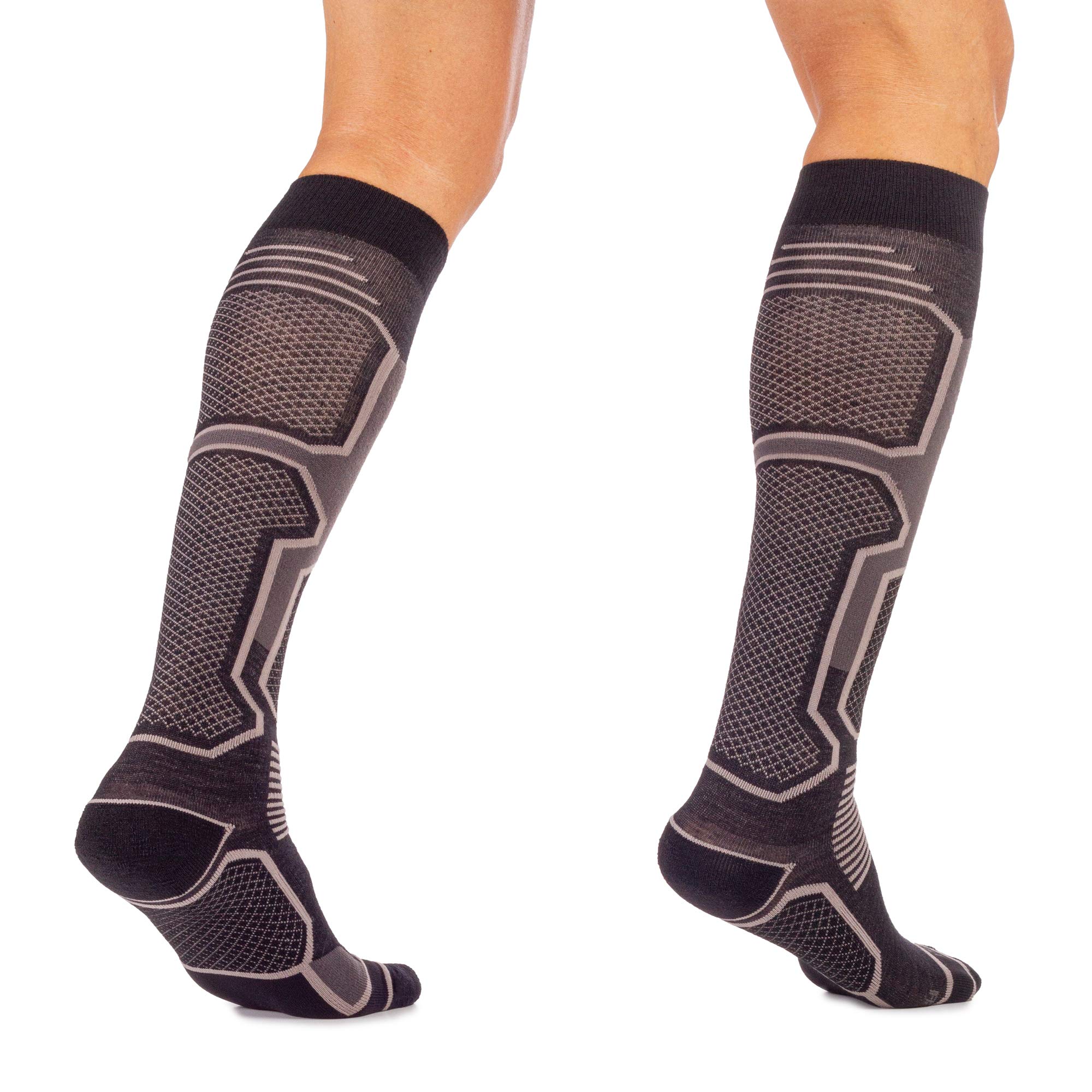 MICO CALCETINES DE ESQUI' 100% Made in Italy, en Tejido de Lana + Fibra LYCRA, Alto Rendimiento, Ultraligero, Unisex para Hombres y Mujeres, en Color Negro Grigis