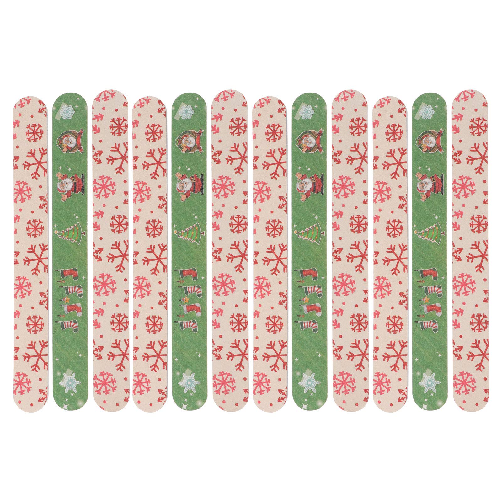 Amosfun Lima per Unghie Natale 12 Pezzi, Emery Board per Manicure Art, Strumento per Rimuovere Colla, Design Tema Natalizio per Ragazze e Appassionate di Nail Art Stili Stili multipli