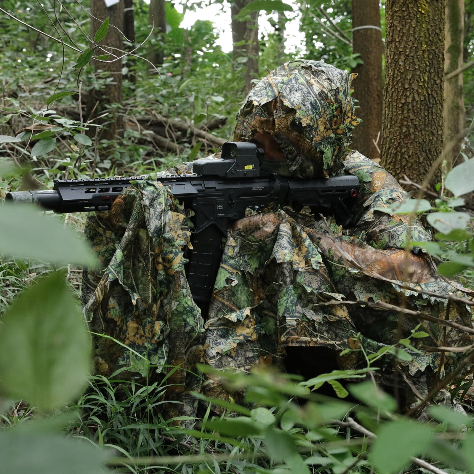 PELLOR Ghillie Suit 3D kostium maskujący, peleryna Ghillie, szybkoschnąca, na polowanie, kemping, do aktywności na świeżym powietrzu, wojskowych, polowania, ukryty, fotografia zwierząt, ozdoba