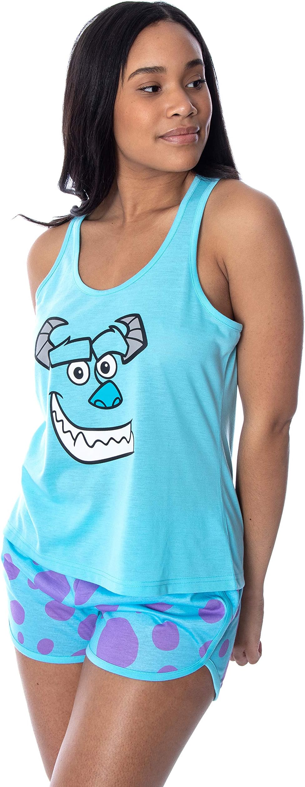 IntimoDisney Women's Monsters Inc. Sulley Racerback Tank Top and Shorts Loungewear Pajama Set (Large)