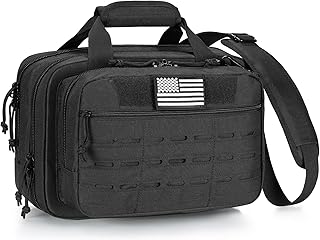 CVLIFE Tactical Gun Range Bag Gun Case Bag Pistol Case Handgun Hunting Bag Pistol Bag Gun Carrying Case,Gun bags for Handguns,Lockable 3 Compartments for Outdoor Hunting Shooting Range - CVLIFE