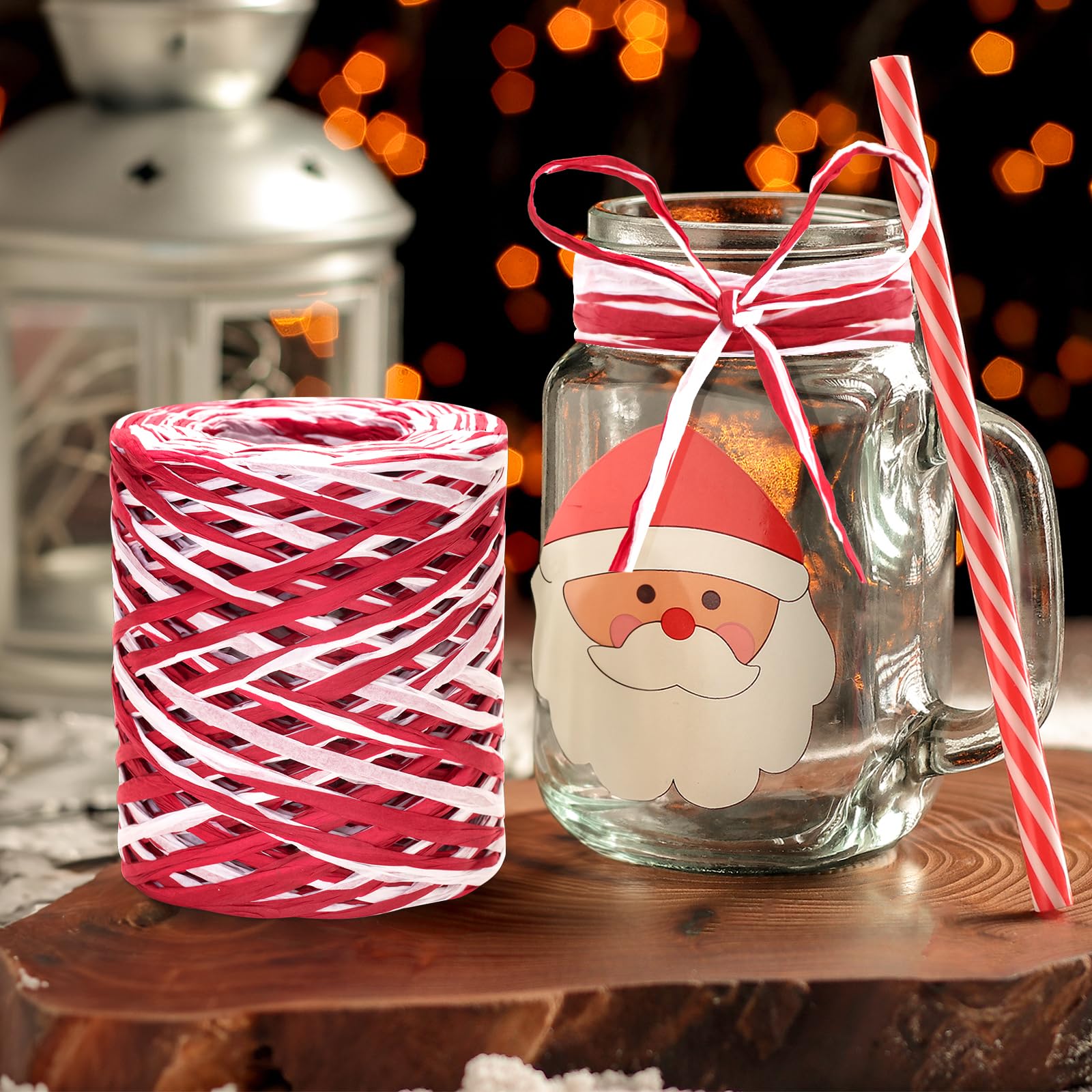 Nastro Di Rafia Naturale 160m - Bianco E Rosso Per Regali, Decorazioni E Giardinaggio - Foto 8