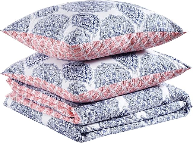 Amazon Basics 100% Cotton Duvet Cover Set - 155 x 200 cm / 80 x 80 cm, Medallion