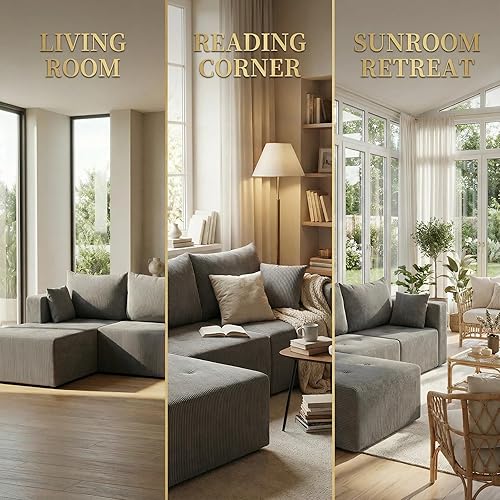 Miniatura 8 de Cloud - Sofá modular sin hueso, sofá modular con asiento profundo, moderno sofá tapizado con diván, cómodo sofá seccional en forma de L para sala de