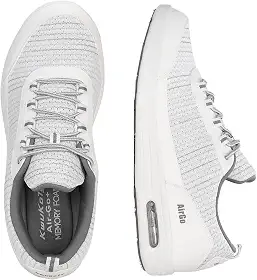 Tênis masculino de ajuste largo e suporte ortopédico | Tênis de corrida e caminhada acolchoado com espuma viscoelástica leve | Confortável para uso diário, Branco, 8.5 Wide