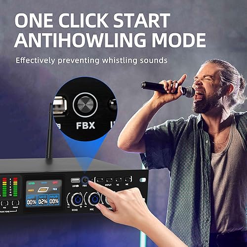 Vista 4 de K-6 Mezclador Profesional de Karaoke Digital de Pre-Escenario Efector Anti-aullido Procesador de Audio Mezclador de Karaoke Reverberator con Efecto