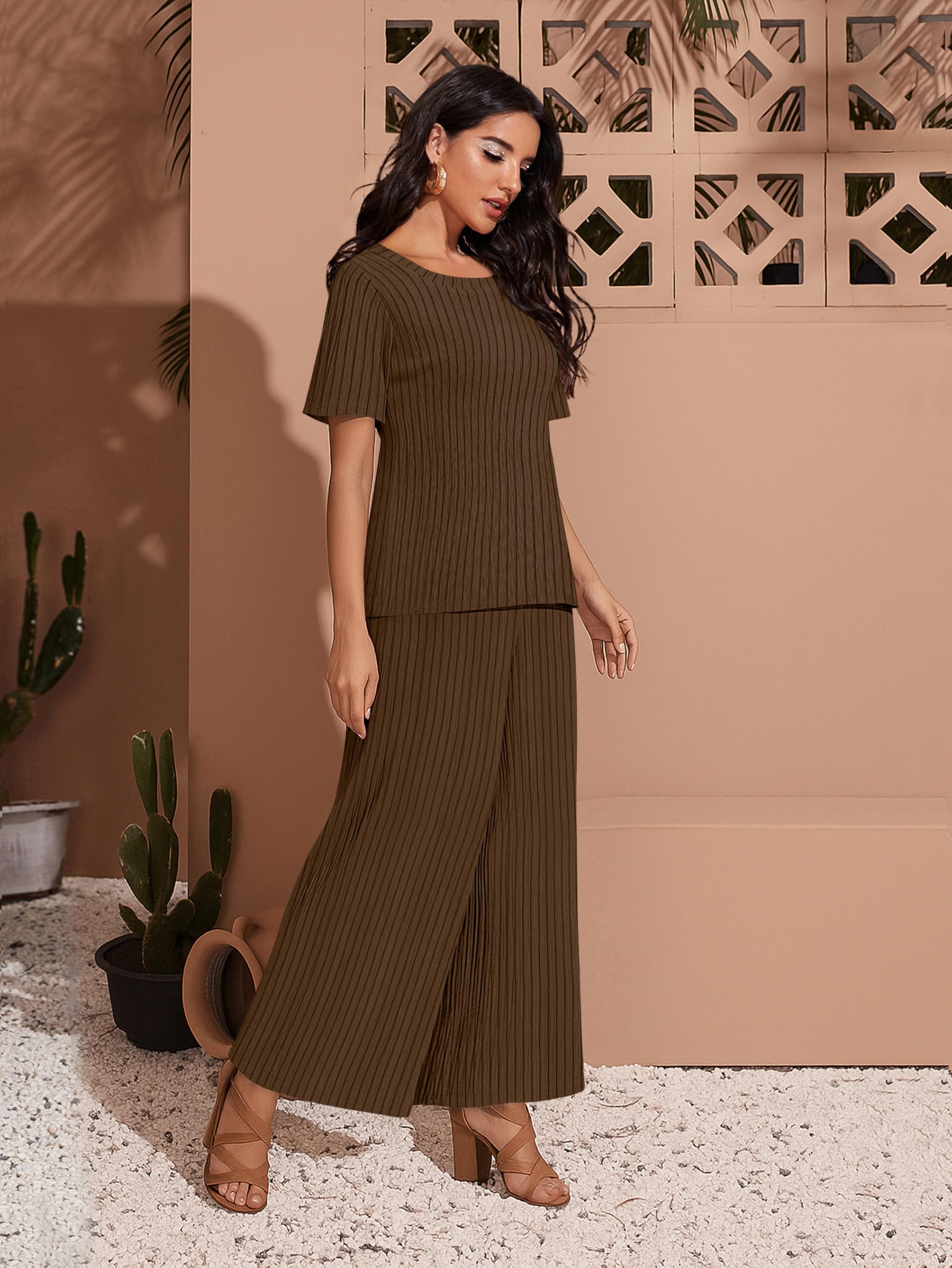 Toochki Pigiama da donna con top e pantaloni, tuta da notte coreana, set leggero con stampa a righe, biancheria da notte morbida e confortevole per ragazze e donne, set coordinato