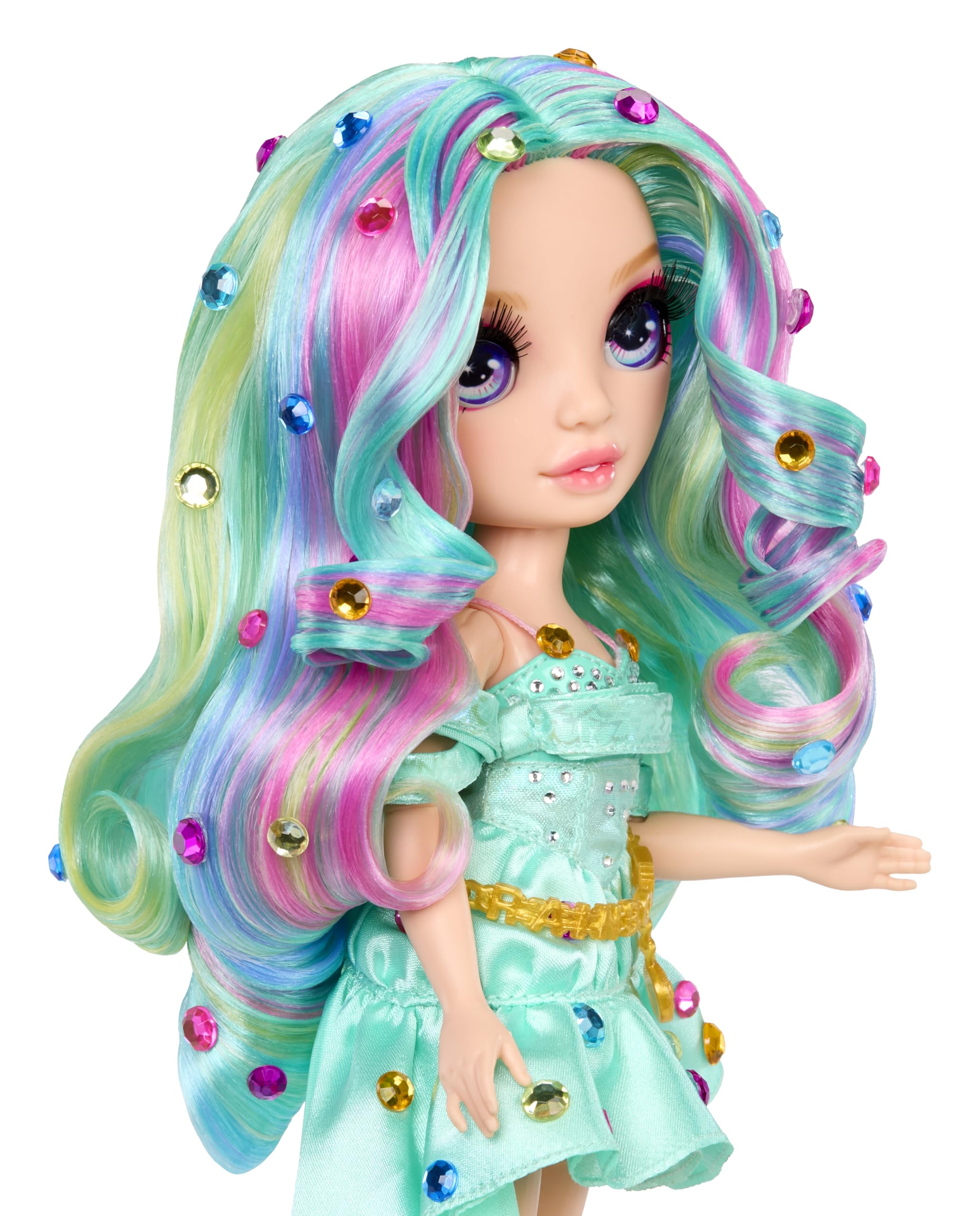 RAINBOW HIGH Be Dazzling - Celine Turquoise - Poupée Mannequin Bleu Sarcelle de 28 cm avec Outil d'Éblouissement, Pierres Précieuses Scintillantes et Accessoires de Stylisme - 4