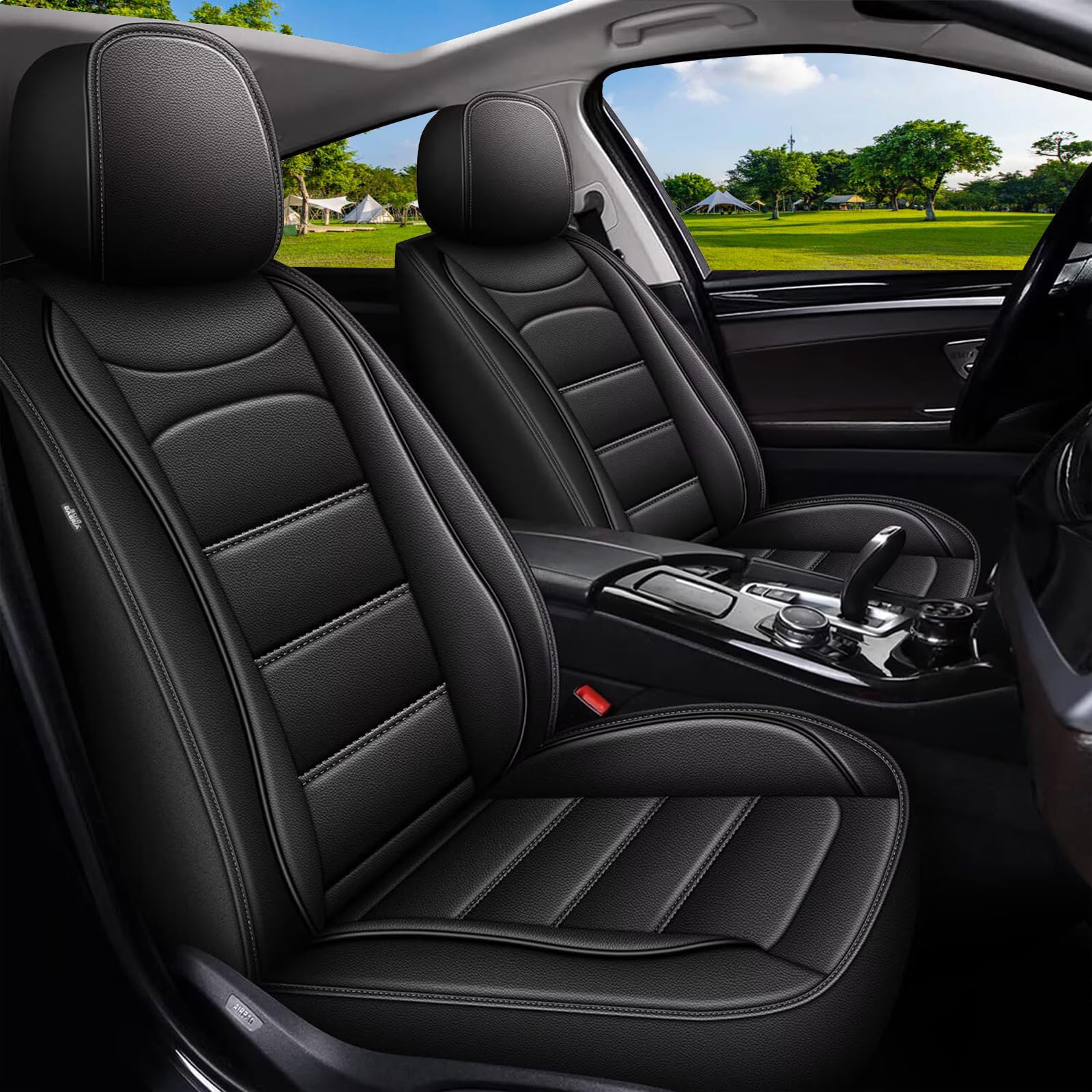 IKABEVEM Car Seat Covers Fit for Chevy Trax 2024 2025 2026: Full Set Luxury Leather Automotive Seat Covers, Car Seat Protector(5 Seats, Black)