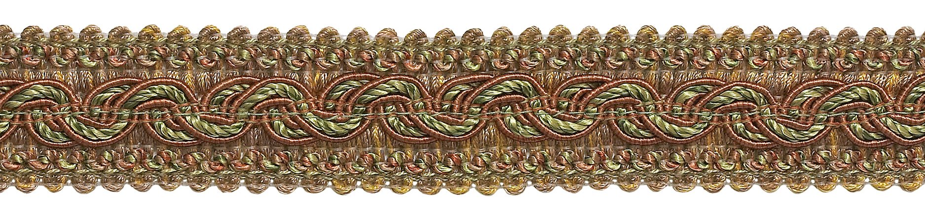 Gimp braid 32mm ruban passementerie de 8,2m galon tressé olive terracotta