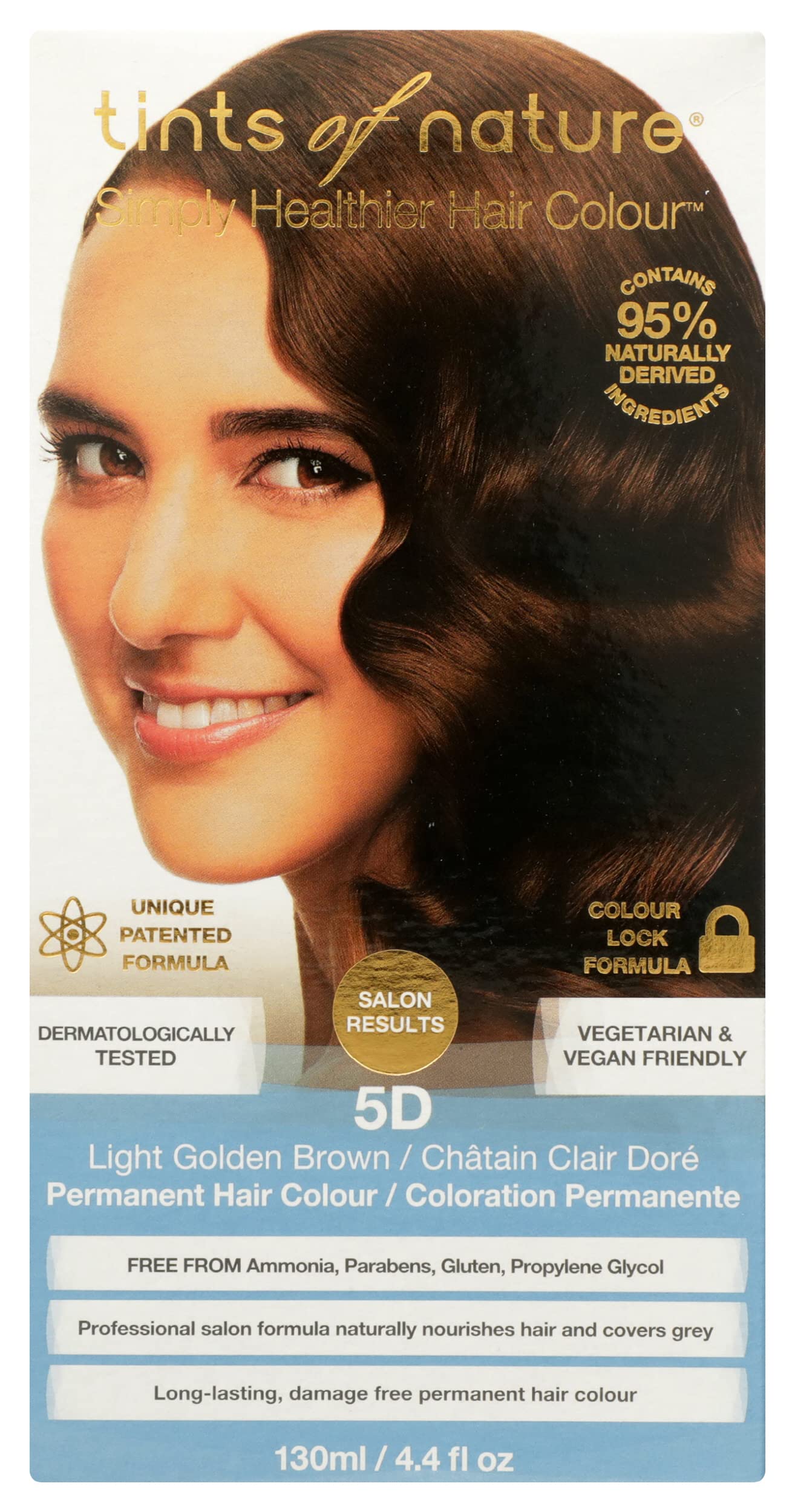 Tints of Nature Organic Light Golden Brown Permanent Hair Colour, 5D, Natural, 4.4 Fluid Ounce (Pack of 1)
