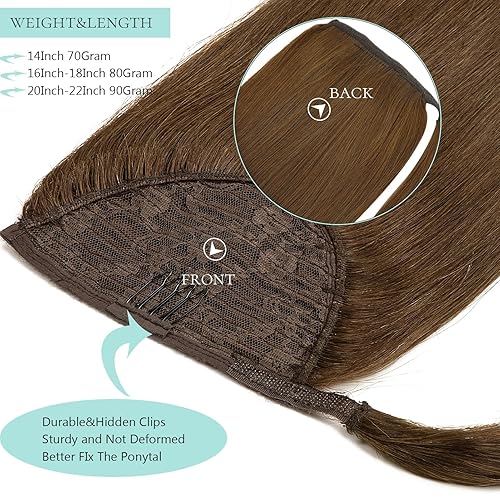 Miniatura 6 de Loxxy Extensiones de cabello humano real con cola de caballo, extensiones de cabello humano real, color marrón chocolate, cola de caballo,