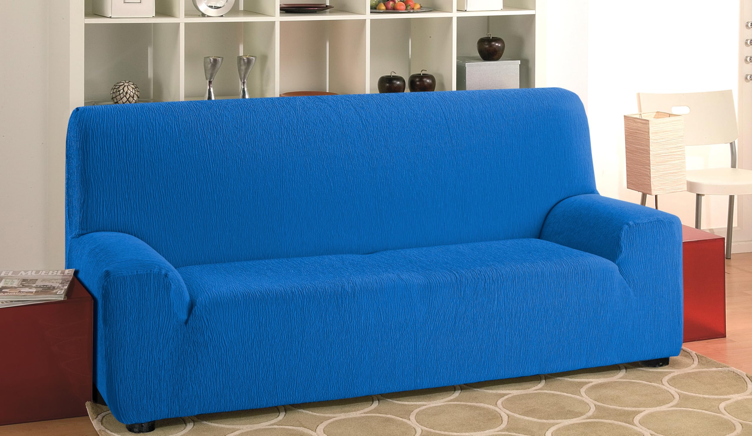 Martina Home Emilia Elastischer Sofabezug für 3-Sitzer, Blau (Electric Blue), Breite 170 bis 220 cm