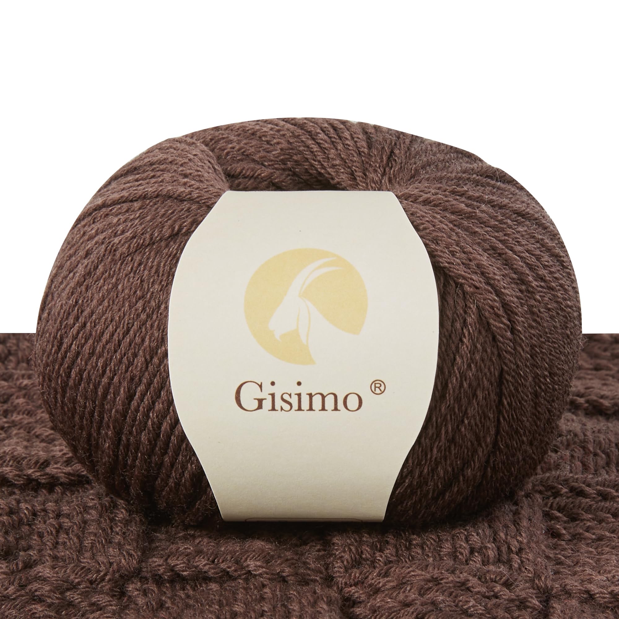 100% Merino Wool Yarn, 6-Ply Luxurious and Soft Yarn for Hand Knitting & Crocheting, 1.76 OZ/50g, 127 yds/116 Meters(Coffee, 1 Ball)