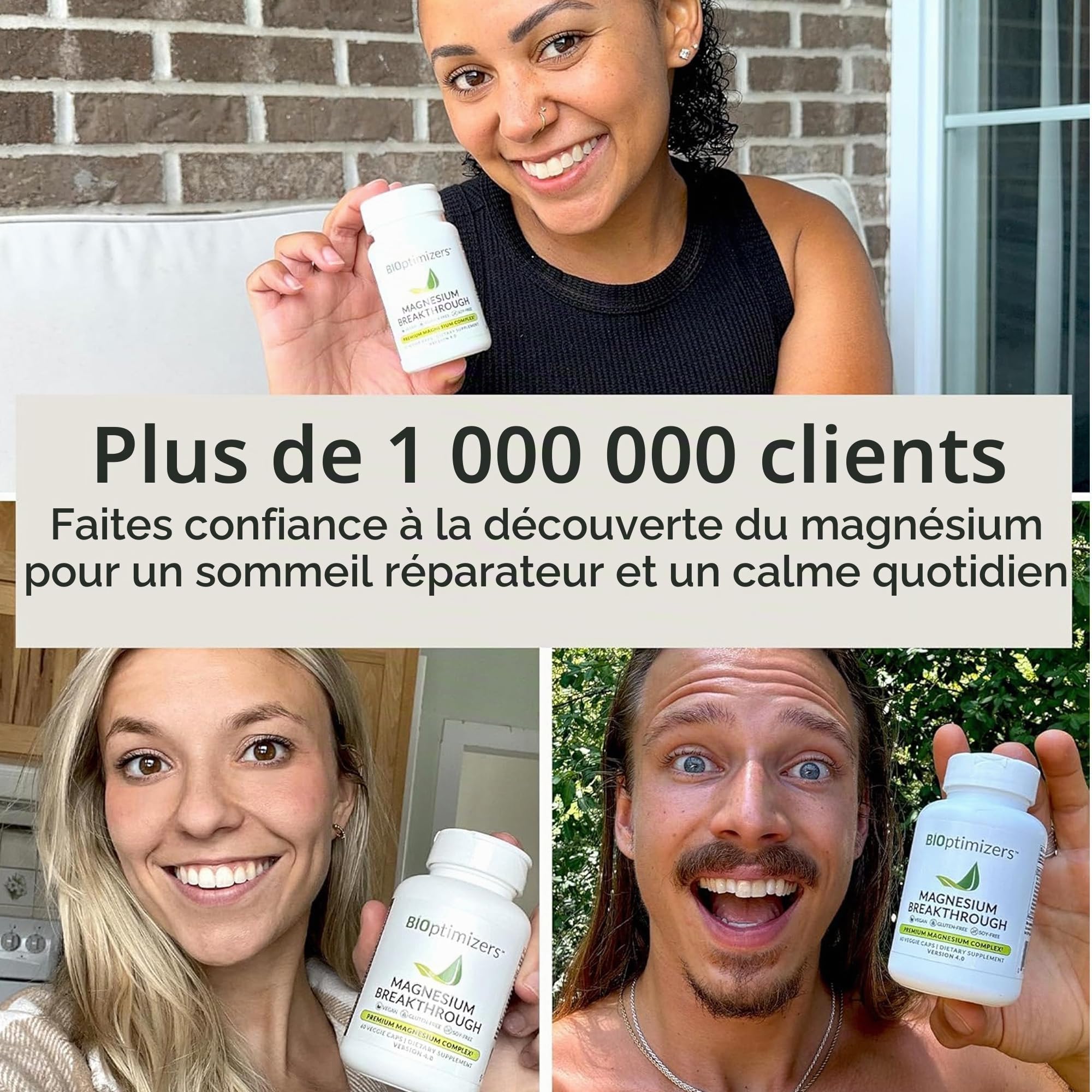 BiOptimizers Magnesium Breakthrough 4.0 7-En-1 | 60 Gélules Végétaliennes | Compléments Alimentaires À Haute Teneur En Magnésium Pour Le Sommeil, L'anxiété Et Les Crampes Dans Les Jambes