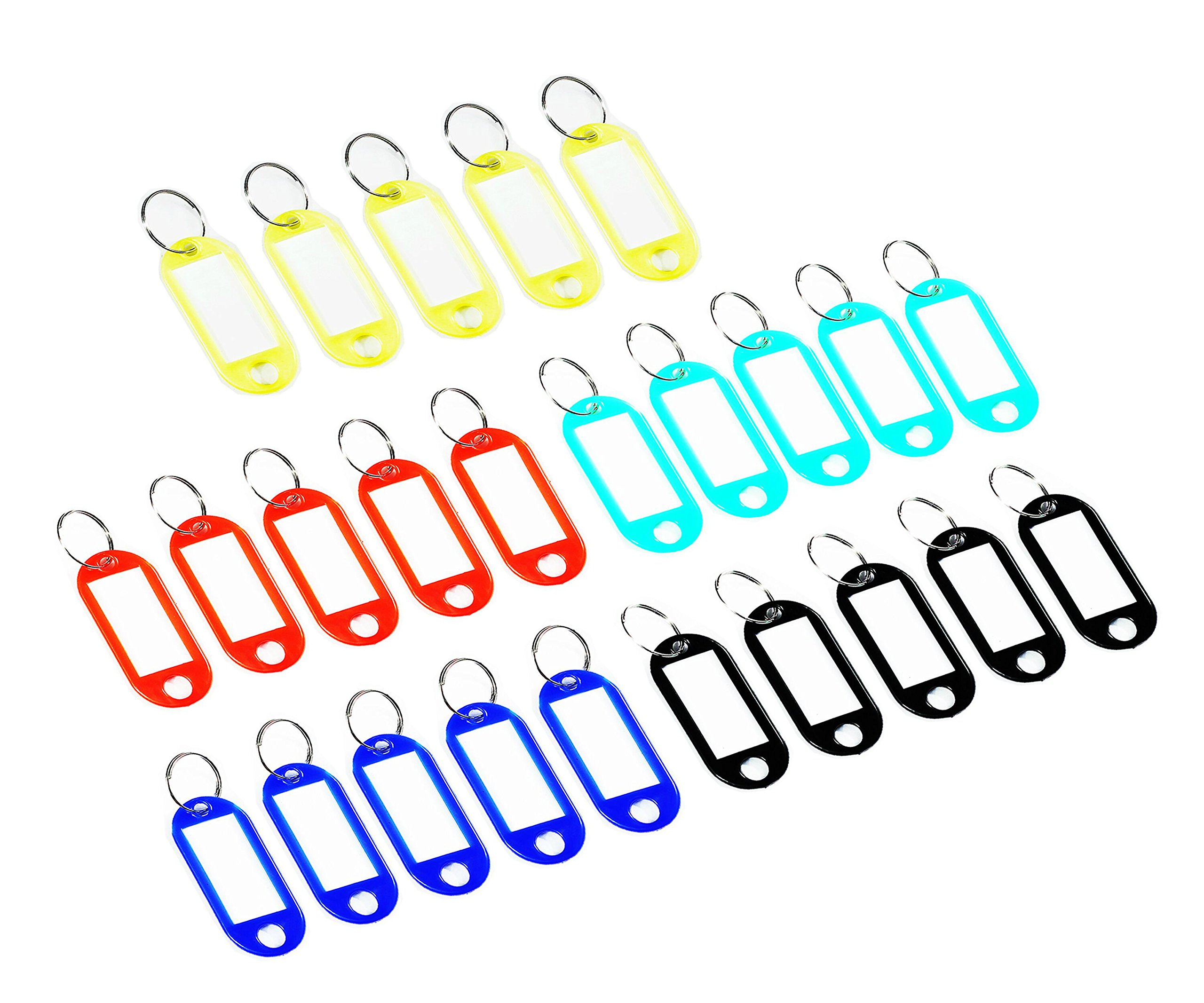 Febbya Febbya Llaveros con Etiqueta,50 Unidades Llavero con Anillo de Plástico ID Llaveros para Hotel Escuela de Oficina EquipajeHogar 5 Colores Aleatorios