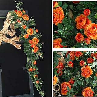 RTYUIE Artificial Peony Flower Vine, Fake Flower Vine, Rose Vine, Family Wedding Park Corridor Ceiling Decoration, Fake Flower Vine to Create A Warm Scene (Color : Orange)