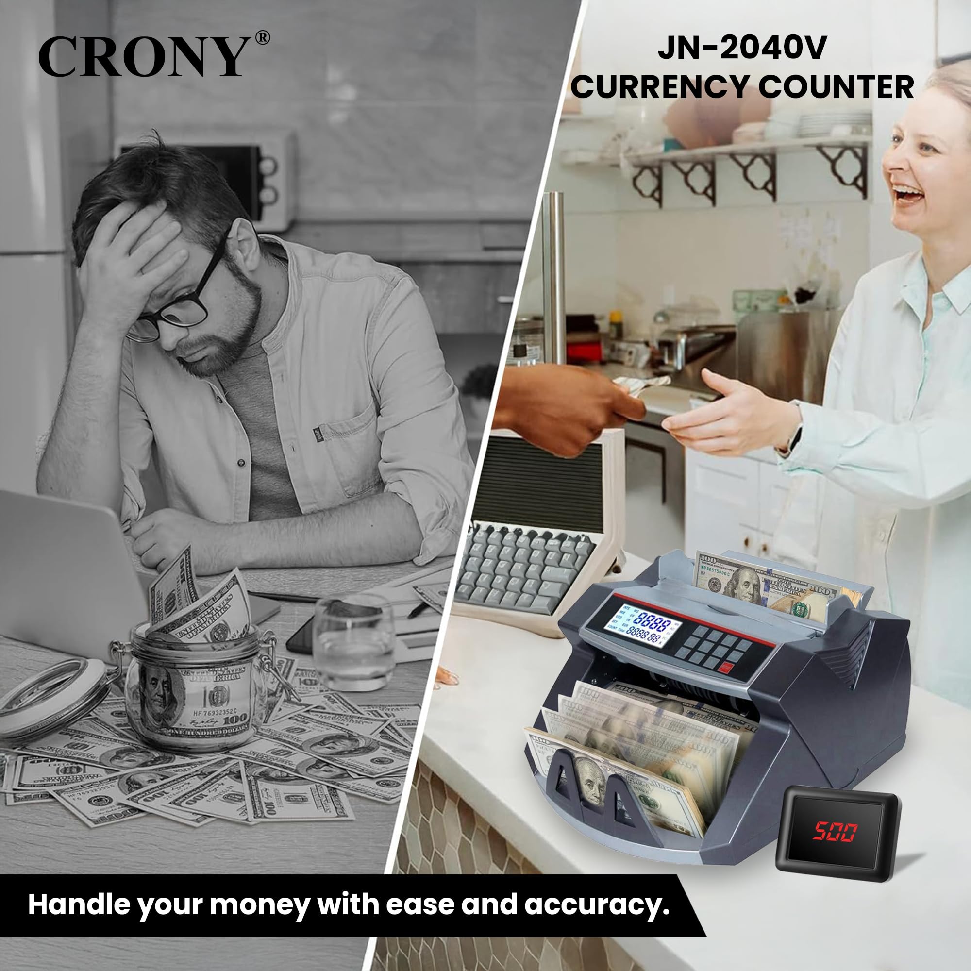 CRONY Money Cash Counting Machine - JN-2040V Portable bill Counter Multi  Currency Counting Machine AED SAR USD EUR Counterfeit Money Detectors UV MG  Bill Counting Machine with LCD Display 1000pcs/min : Amazon.ae: