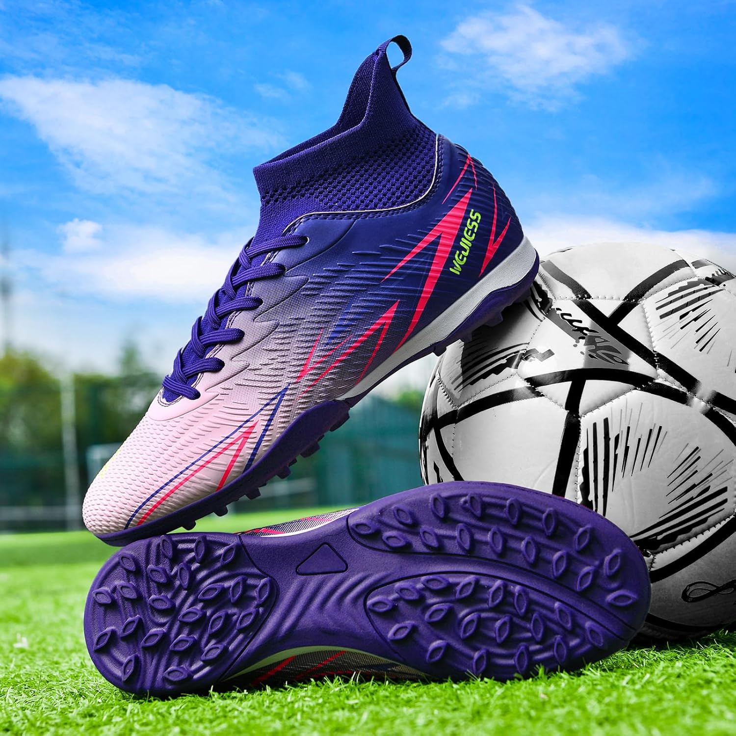 Indoor Soccer Cleats Mens Womens Turf Soccer Cleats Wide Socer Shoes FG AG TF High Ankle Football Boots - Image 7