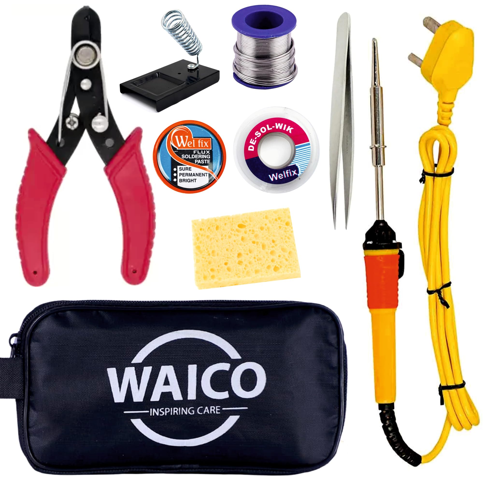 WAICO 9 IN 1 Solder Iron kit, Electric 25W Soldering Iron Kit Set for Beginners with Sponge, Wire cutter, Iron Stand, Soldering Paste, Soldering Wire, Tweezer, Storage Bag. (B0CZ797C45) Amazon Price History, Amazon Price Tracker