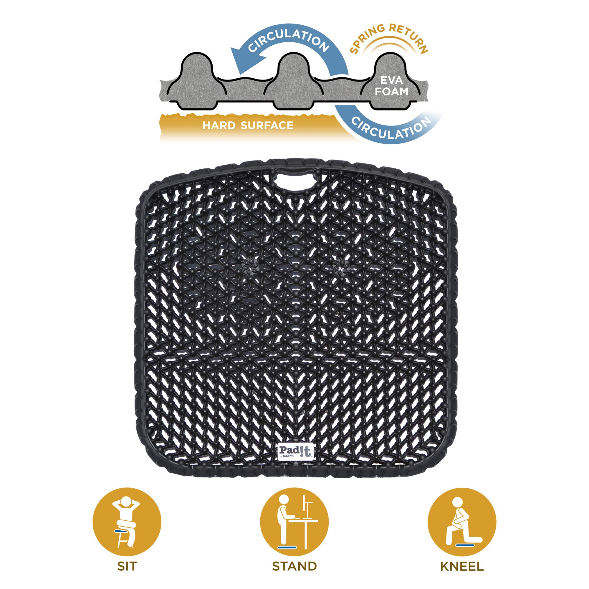 Pad!t by GelPro Portable Stadium Seat Bench Cushion, Multi-Purpose Comfort Cushion for Indoor, Outdoor