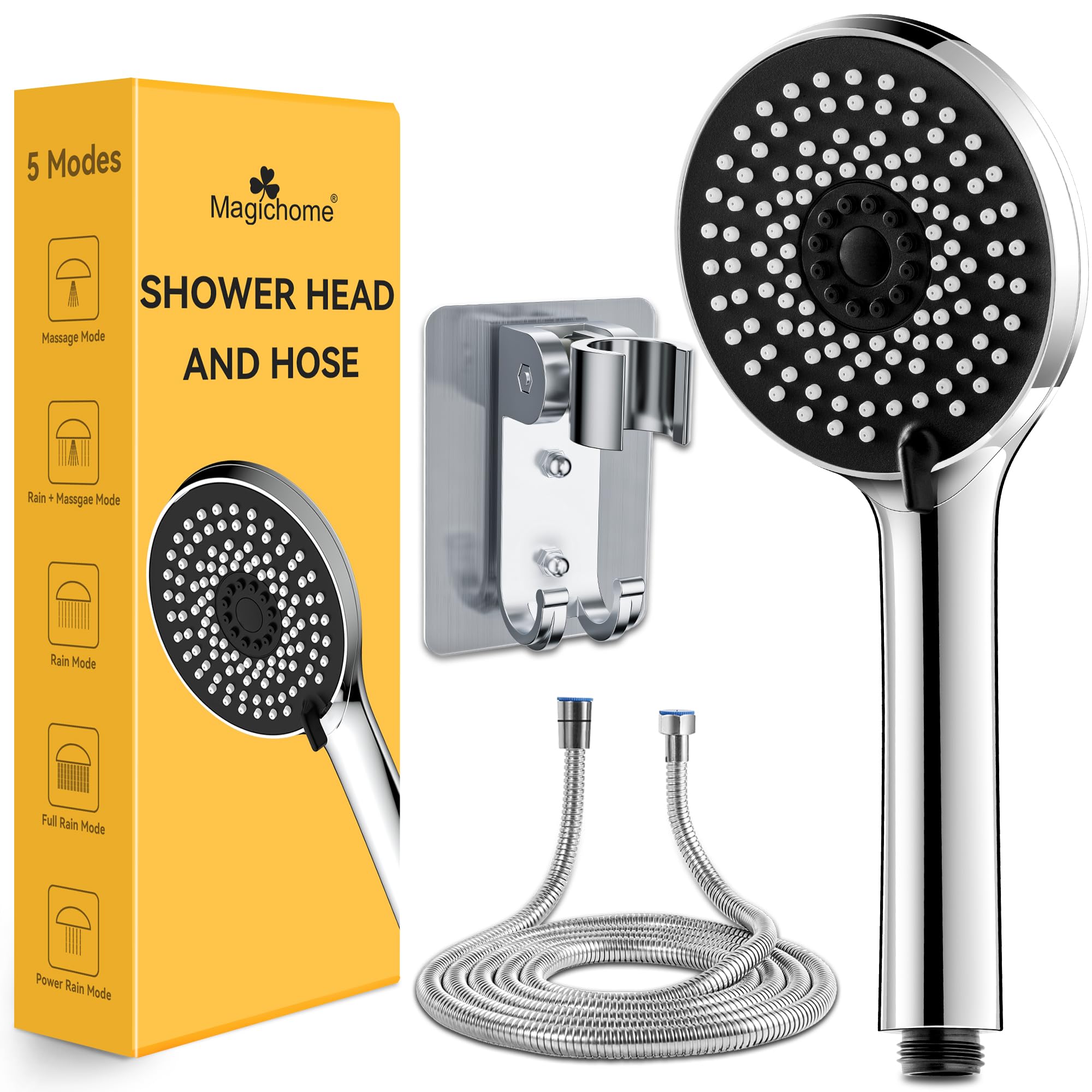 Magichome Shower Head And Hose With Holder Shower Head And 2M Hose With Holder, Universal Fit
