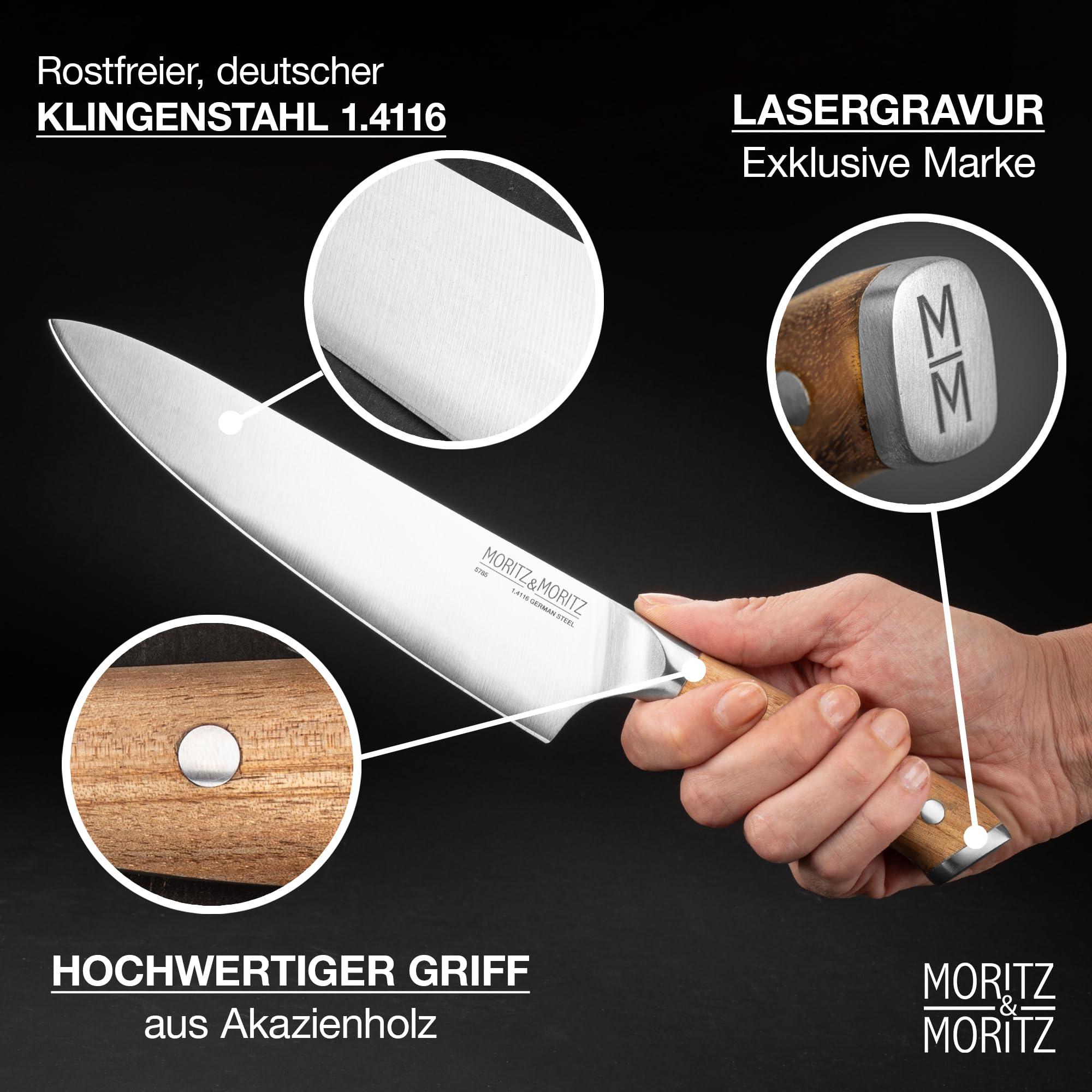 Moritz & Moritz Basic Messerset 3-teilig bestehend aus Universalmesser – Bild 2