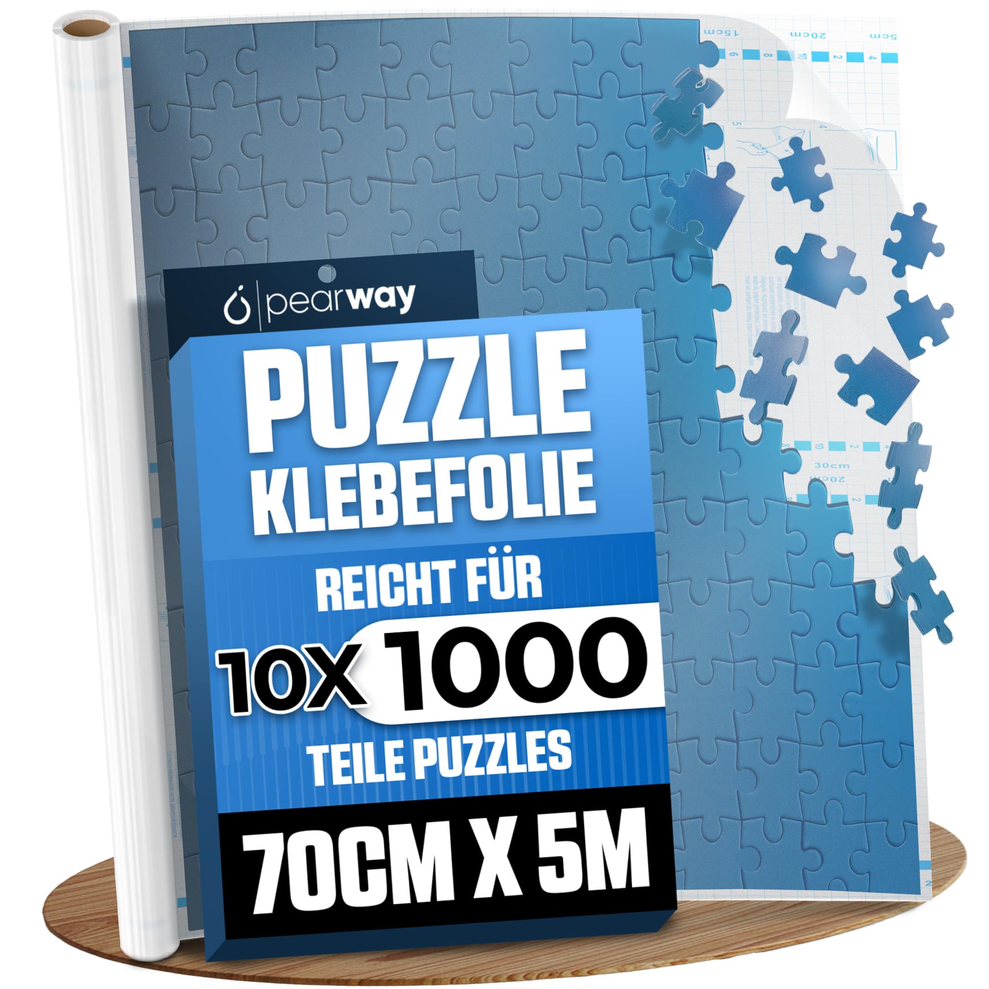Extra starke Puzzle Klebefolie - in Sekunden zuschneiden, aufkleben & aufhängen - 5m lange Rolle Folie selbstklebend & transparent - Puzzle Kleber - Puzzlekleber für 1000 Teile - Holzpuzzle Kleber