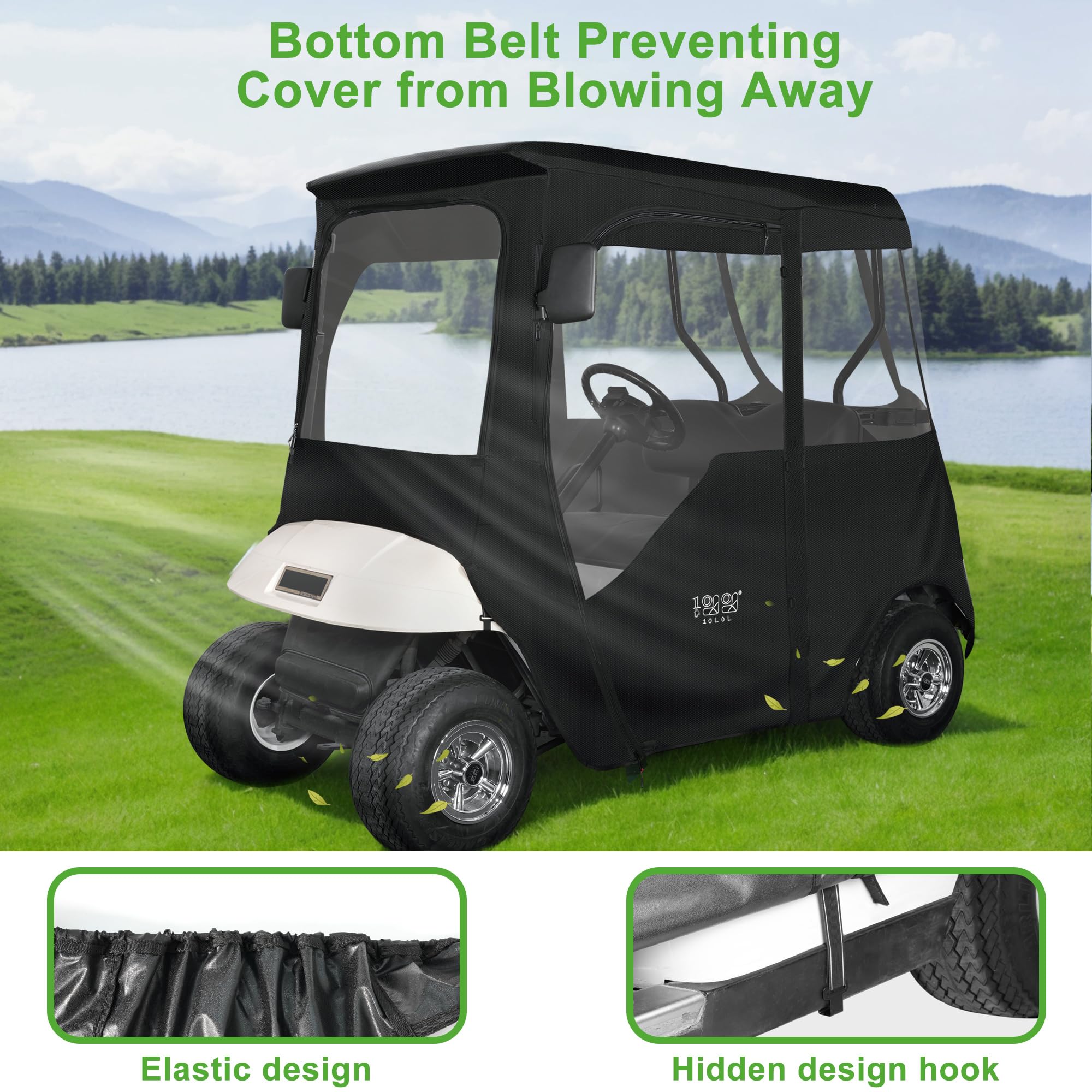 10L0L Golfwagen Deluxe Driving Enclosure 2 Passagiere, nur passend für EZGO TXT Golfwagen, strapazierfähig, 600D wasserdicht, tragbar, fahrbar, Aufbewahrungsabdeckung für Golfwagen, Gehäuse