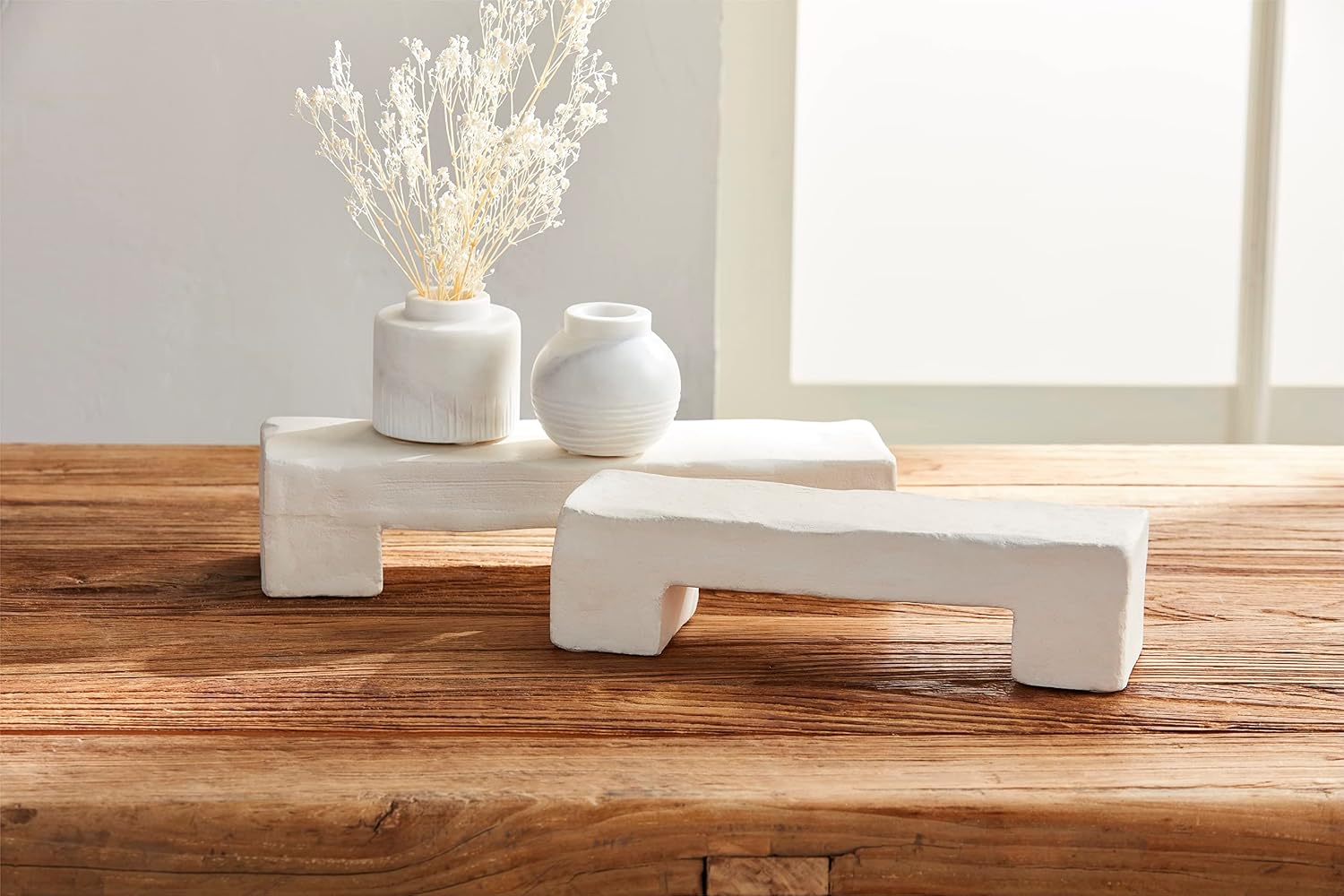 Mud Pie Small Paper Mache Riser; Small 3 1/2" X 12" | Large 4" X 14", White